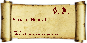 Vincze Mendel névjegykártya